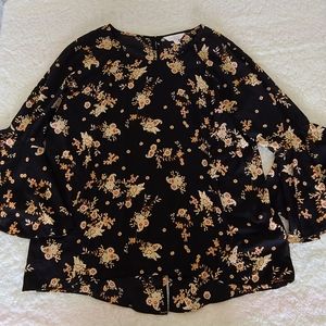 Lauren Conrad Floral Top XXL Black